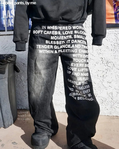 Vintage Y2K Mens Jeans - Gothic Streetwear Wide Leg Casual Fashion - ZOOMNSTORE
