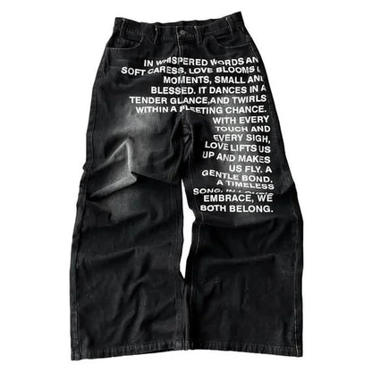 Vintage Y2K Mens Jeans - Gothic Streetwear Wide Leg Casual Fashion - ZOOMNSTORE