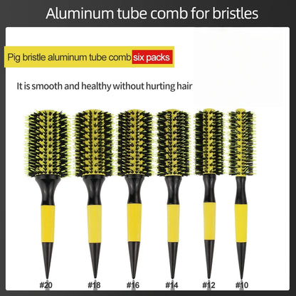 Volumizing Roller Brush - Curl Styling Tool with Boar & Nylon Bristles, Non-Slip Handle - ZOOMNSTORE