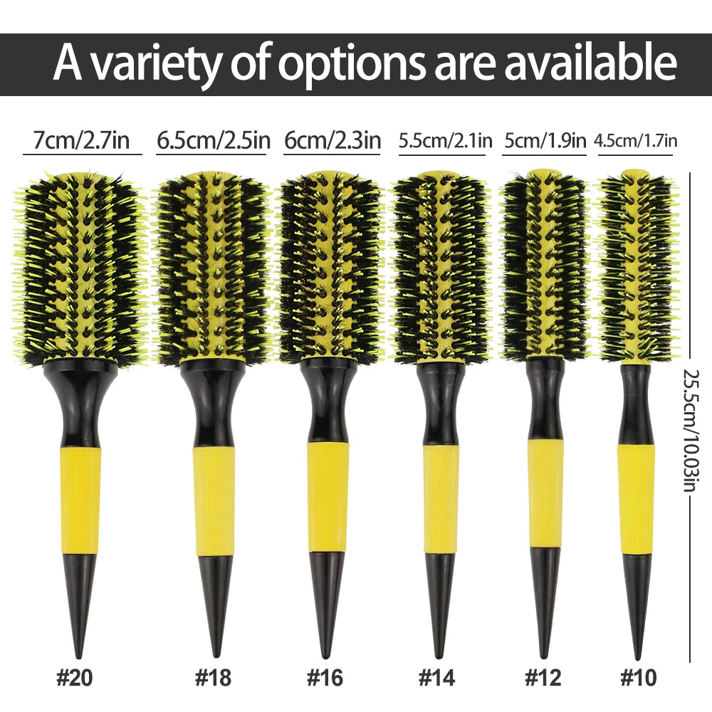 Volumizing Roller Brush - Curl Styling Tool with Boar & Nylon Bristles, Non-Slip Handle - ZOOMNSTORE