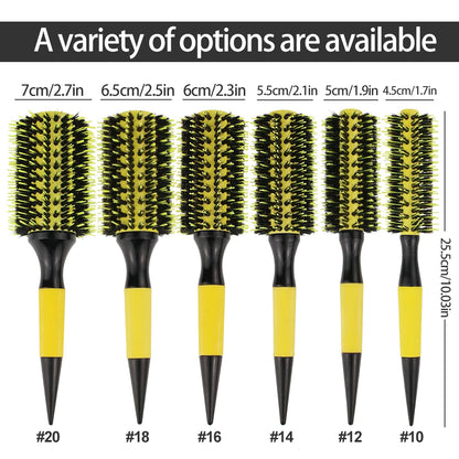 Volumizing Roller Brush - Curl Styling Tool with Boar & Nylon Bristles, Non-Slip Handle - ZOOMNSTORE