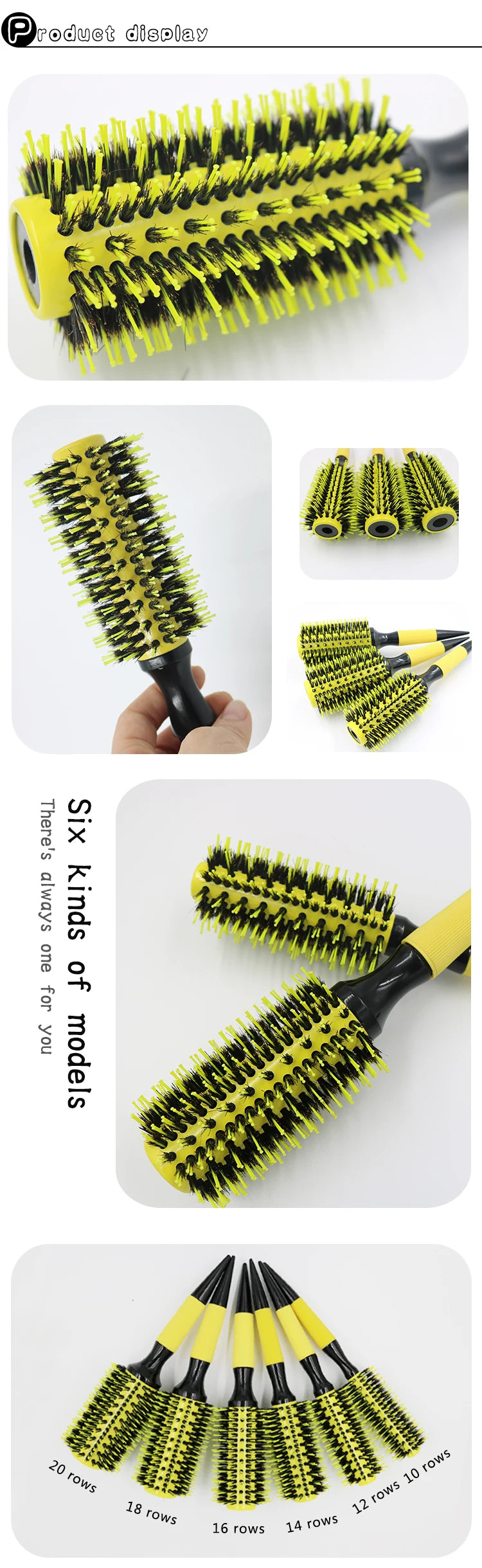 Volumizing Roller Brush - Curl Styling Tool with Boar & Nylon Bristles, Non-Slip Handle - ZOOMNSTORE