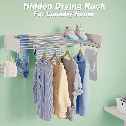Wall Mounted Drying Rack - Foldable Stainless Steel Clothes Drying Rack For Indoor Use - ZOOMNSTORE