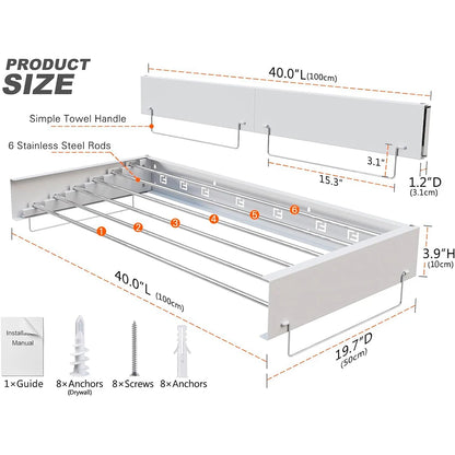 Wall Mounted Drying Rack - Foldable Stainless Steel Clothes Drying Rack For Indoor Use - ZOOMNSTORE