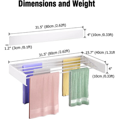 Wall Mounted Drying Rack - Foldable Stainless Steel Clothes Drying Rack For Indoor Use - ZOOMNSTORE