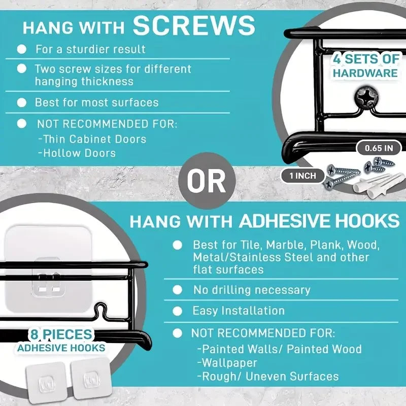 Wall Mounted Spice Rack - Durable Steel Kitchen Storage Rack With Flexible Hanging - ZOOMNSTORE