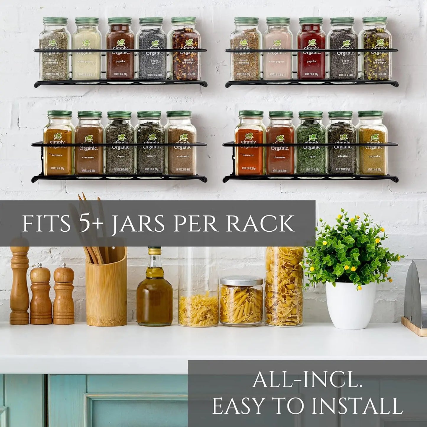 Wall Mounted Spice Rack - Durable Steel Kitchen Storage Rack With Flexible Hanging - ZOOMNSTORE