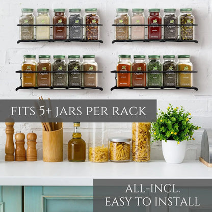 Wall Mounted Spice Rack - Durable Steel Kitchen Storage Rack With Flexible Hanging - ZOOMNSTORE