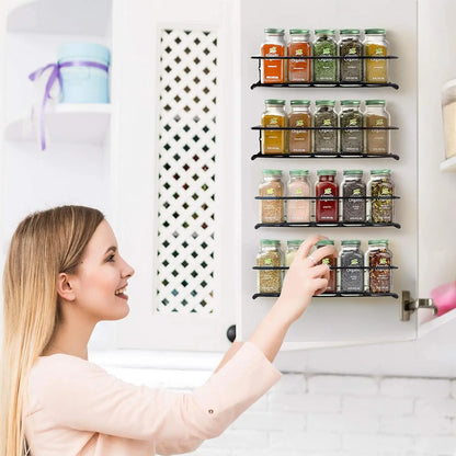 Wall Mounted Spice Rack - Durable Steel Kitchen Storage Rack With Flexible Hanging - ZOOMNSTORE