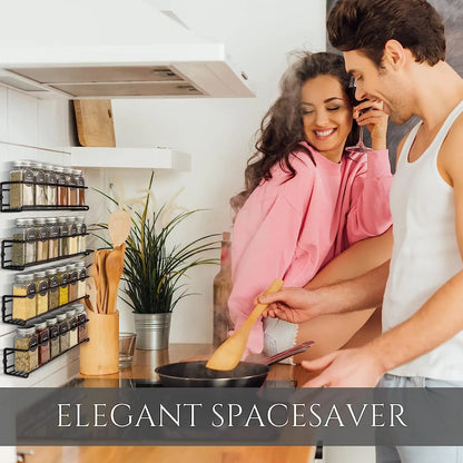 Wall Mounted Spice Rack - Durable Steel Kitchen Storage Rack With Flexible Hanging - ZOOMNSTORE