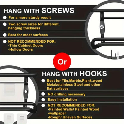 Wall Mounted Spice Rack - Durable Steel Kitchen Storage Rack With Flexible Hanging - ZOOMNSTORE