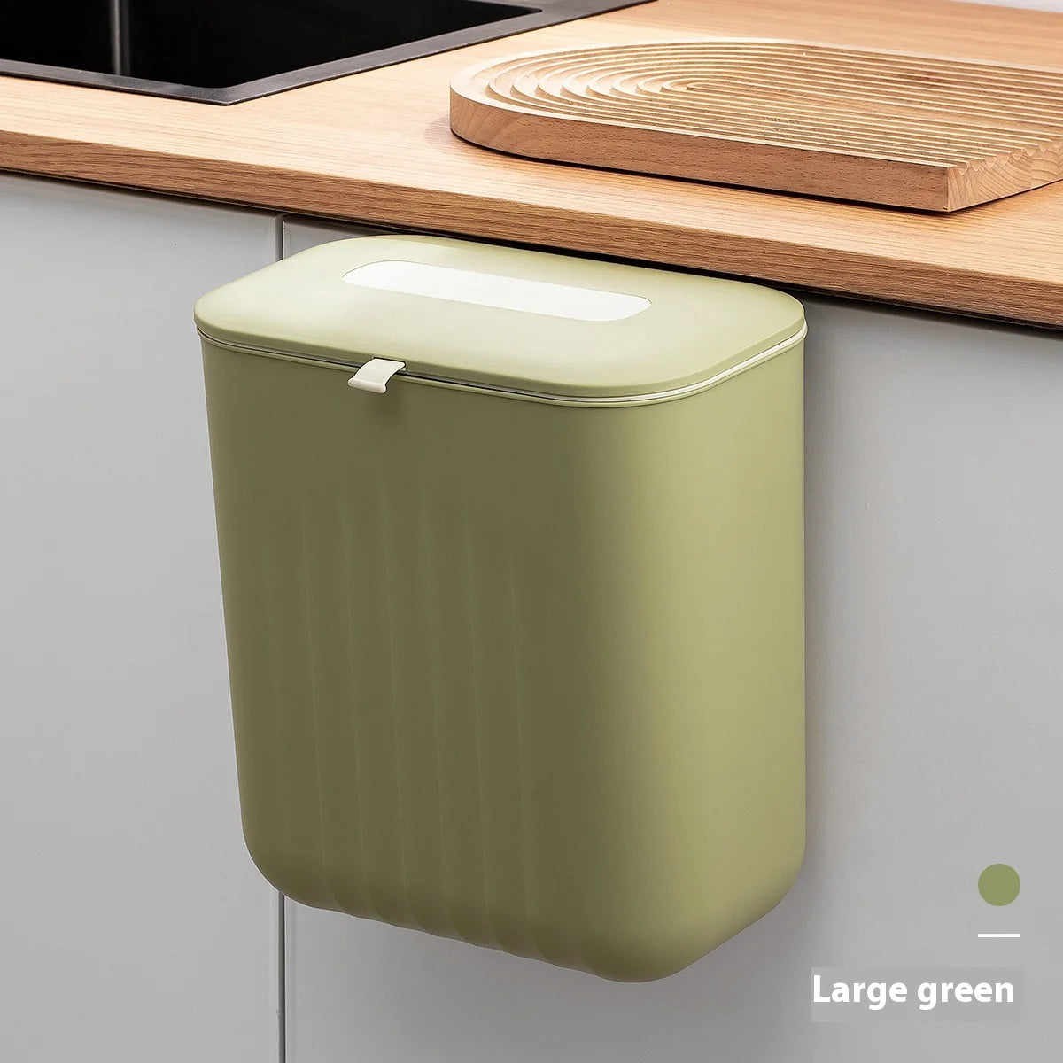 Wall-Mounted Trash Bin with Silicone Handle - Two-Way Opening Lid PP Storage Tube - ZOOMNSTORE