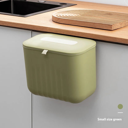Wall-Mounted Trash Bin with Silicone Handle - Two-Way Opening Lid PP Storage Tube - ZOOMNSTORE