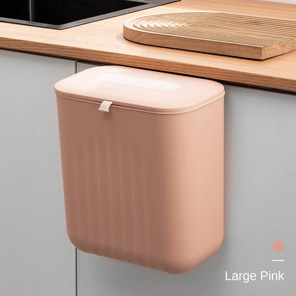Wall-Mounted Trash Bin with Silicone Handle - Two-Way Opening Lid PP Storage Tube - ZOOMNSTORE