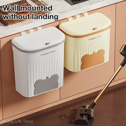 Wall Mounted Trash Can - 12L Kitchen Wastebasket With Lid & Odor Blocking Cover - ZOOMNSTORE