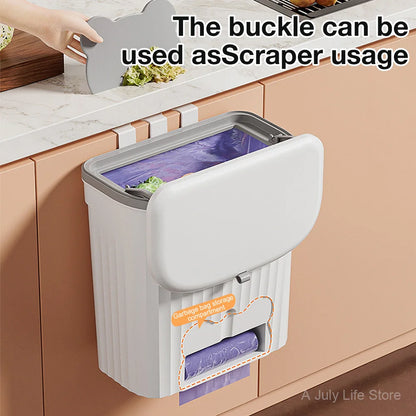 Wall Mounted Trash Can - 12L Kitchen Wastebasket With Lid & Odor Blocking Cover - ZOOMNSTORE