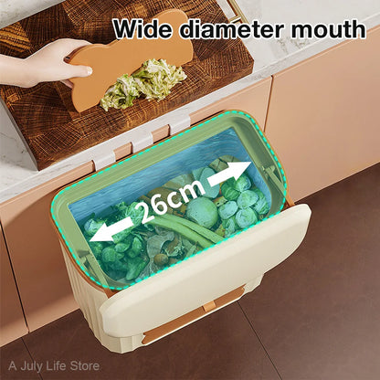 Wall Mounted Kitchen Trash Can - 8512L Bathroom Wastebasket with Lid for Under Sink Composting - ZOOMNSTORE