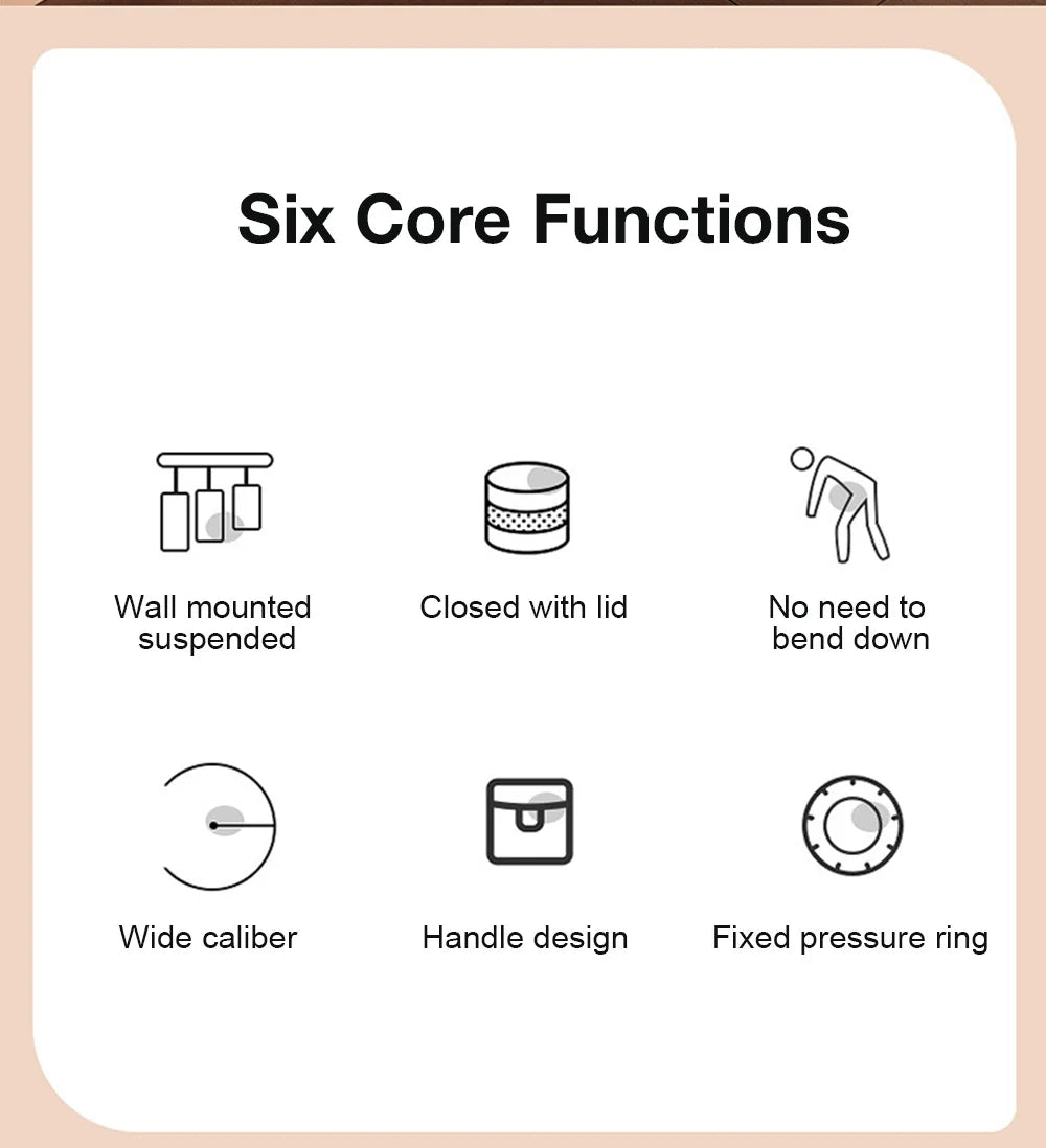 Wall Mounted Kitchen Trash Can - 8512L Bathroom Wastebasket with Lid for Under Sink Composting - ZOOMNSTORE