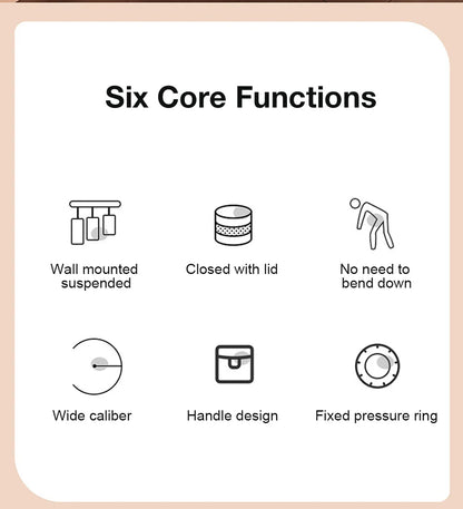 Wall Mounted Kitchen Trash Can - 8512L Bathroom Wastebasket with Lid for Under Sink Composting - ZOOMNSTORE