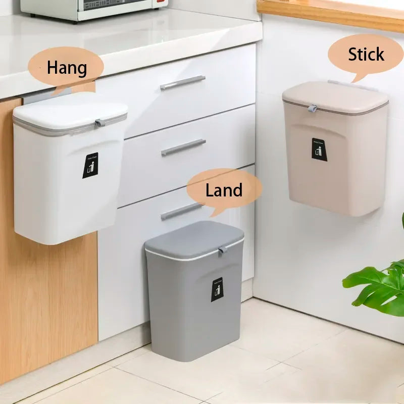 Wall Mounted Trash Can - 79L Hanging Waste Bin with Lid for Kitchen and Bathroom - ZOOMNSTORE