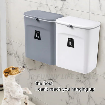 Wall Mounted Trash Can - 79L Hanging Waste Bin with Lid for Kitchen and Bathroom - ZOOMNSTORE