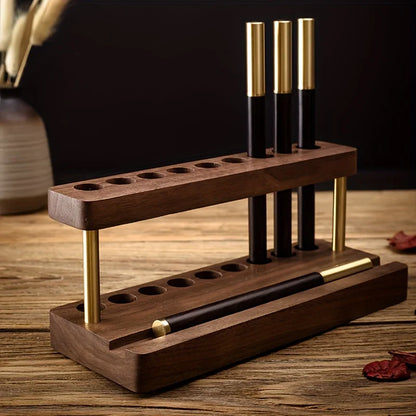 Walnut Desk Organizer - Wooden Pen Holder, Phone Stand & Office Storage Rack - ZOOMNSTORE