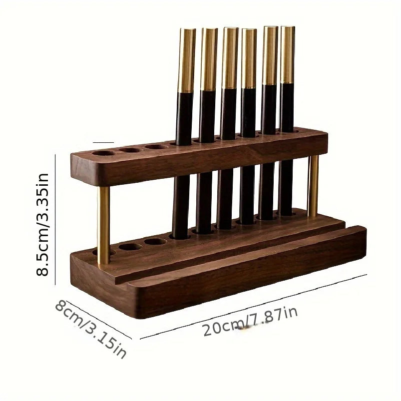 Walnut Desk Organizer - Wooden Pen Holder, Phone Stand & Office Storage Rack - ZOOMNSTORE