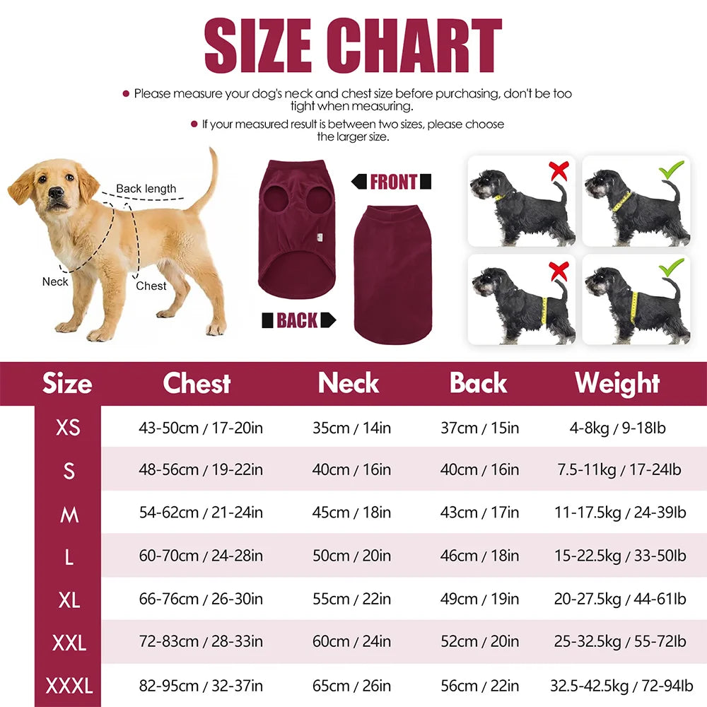 Warm Fleece Dog Clothes – Soft Winter Sweater Pajamas for Medium Large Dogs - ZOOMNSTORE