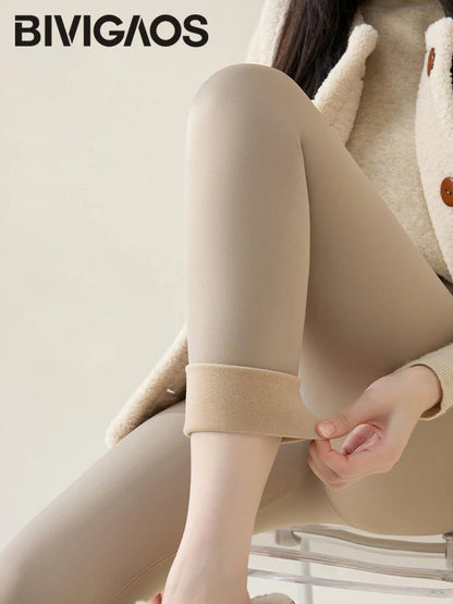 Warm Fleece Leggings – High Waist Thermal Tights Women | Seamless Knit, Stretch Nylon Spandex - ZOOMNSTORE