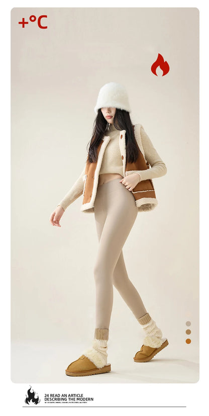 Warm Fleece Leggings – High Waist Thermal Tights Women | Seamless Knit, Stretch Nylon Spandex - ZOOMNSTORE