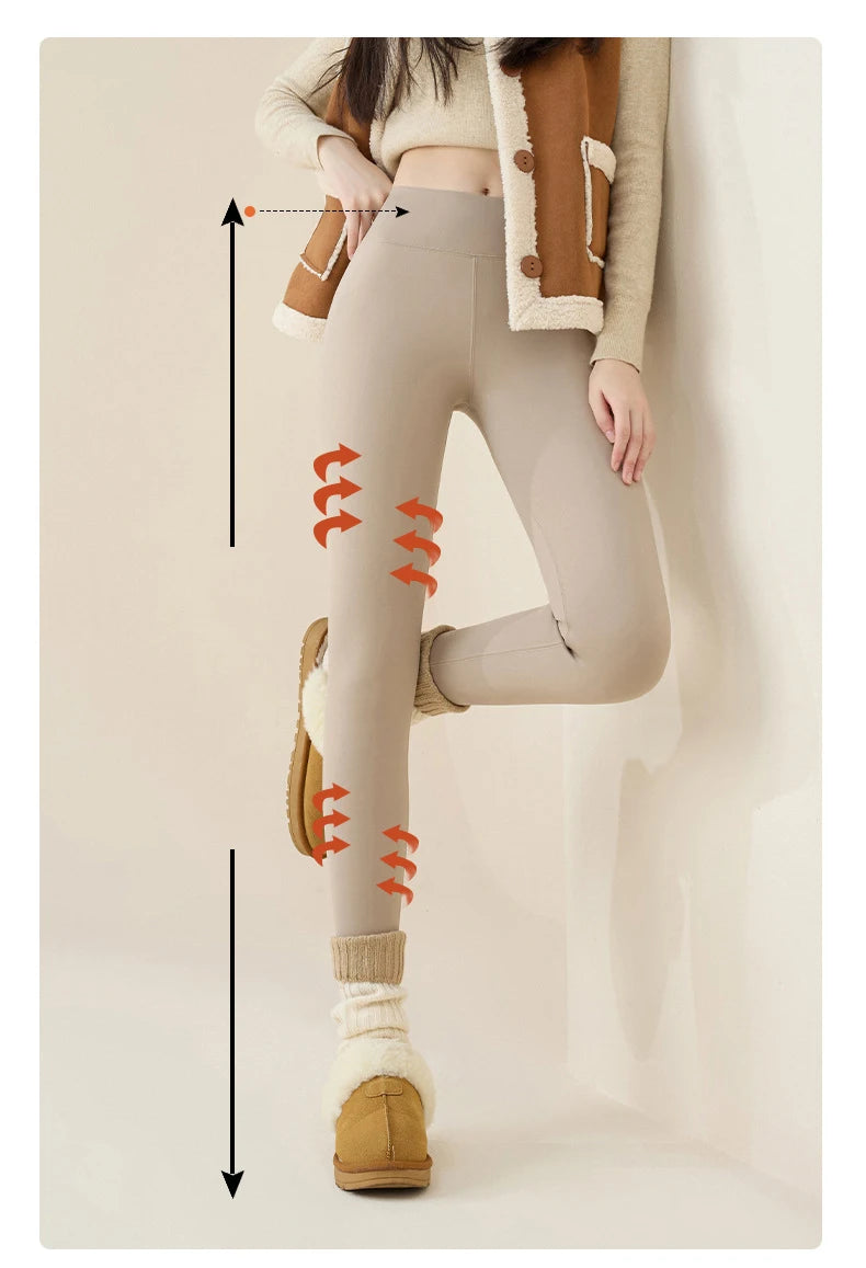 Warm Fleece Leggings – High Waist Thermal Tights Women | Seamless Knit, Stretch Nylon Spandex - ZOOMNSTORE