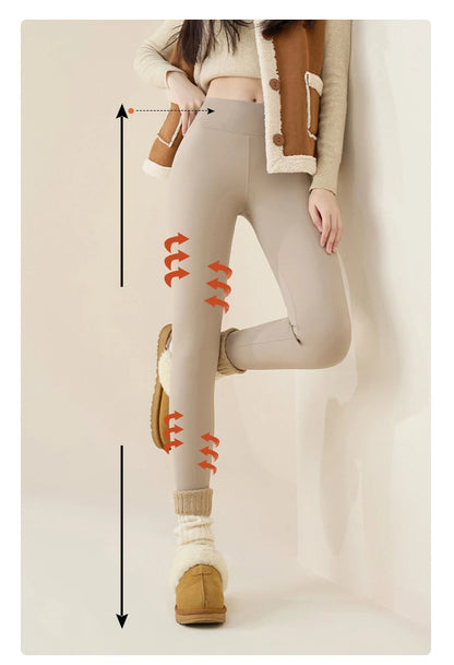 Warm Fleece Leggings – High Waist Thermal Tights Women | Seamless Knit, Stretch Nylon Spandex - ZOOMNSTORE