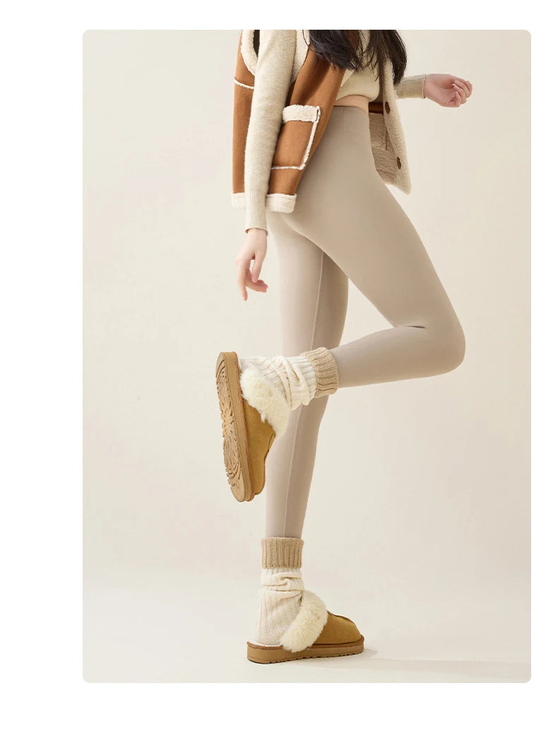 Warm Fleece Leggings – High Waist Thermal Tights Women | Seamless Knit, Stretch Nylon Spandex - ZOOMNSTORE