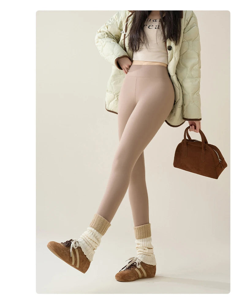 Warm Fleece Leggings – High Waist Thermal Tights Women | Seamless Knit, Stretch Nylon Spandex - ZOOMNSTORE