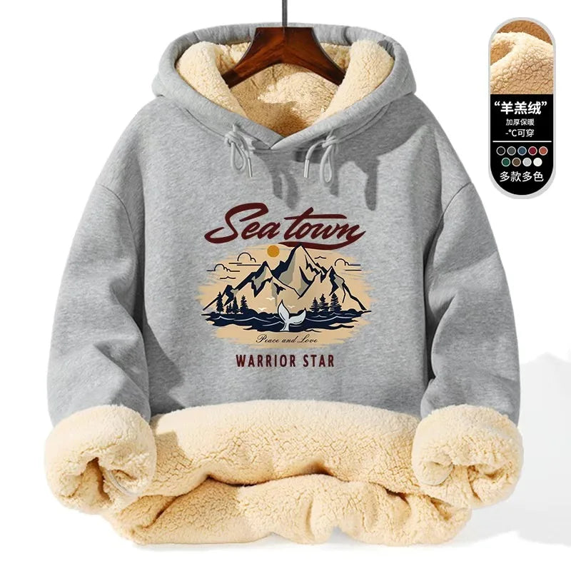Warm Lamb Fur Hoodie - Men's Thick Hooded Coat 5XL | Autumn Winter Sportswear - ZOOMNSTORE