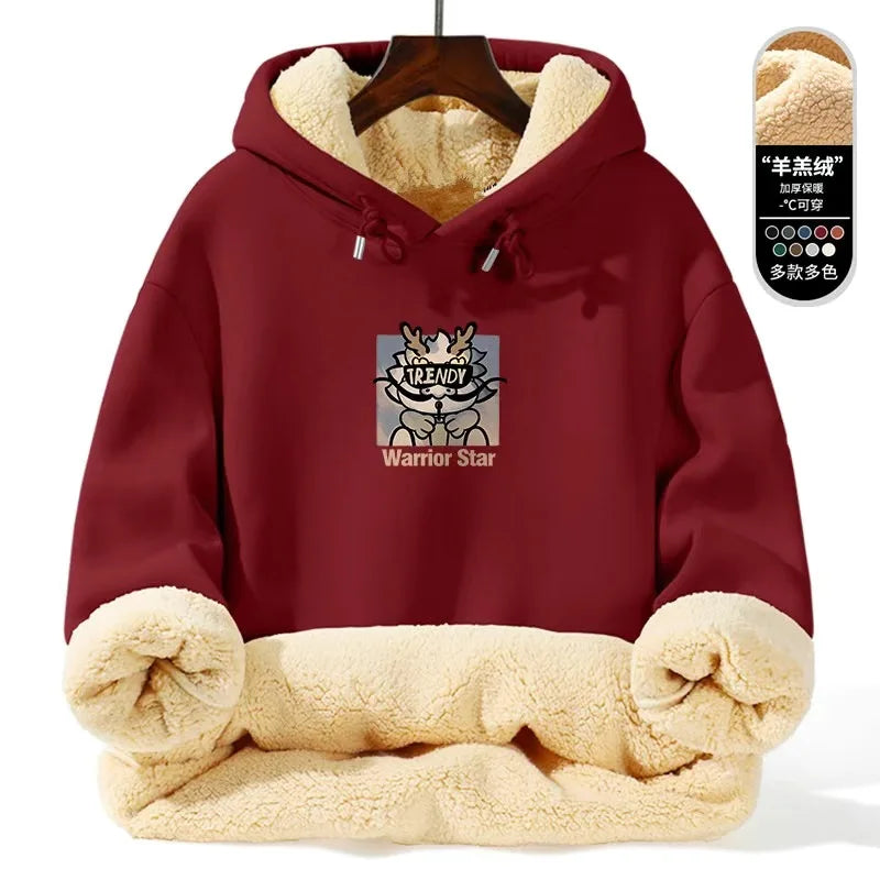 Warm Lamb Fur Hoodie - Men's Thick Hooded Coat 5XL | Autumn Winter Sportswear - ZOOMNSTORE