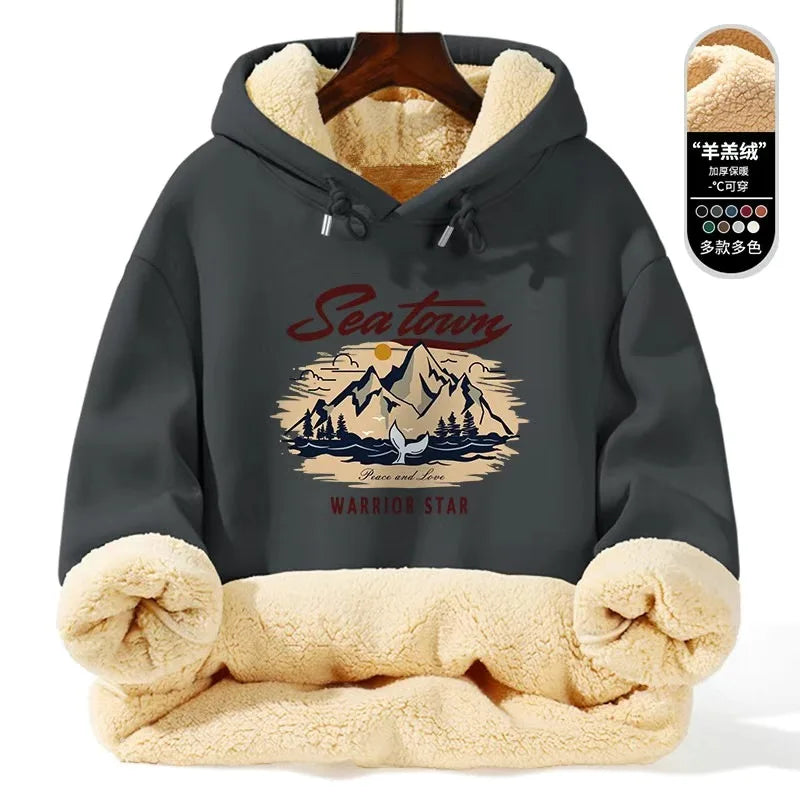 Warm Lamb Fur Hoodie - Men's Thick Hooded Coat 5XL | Autumn Winter Sportswear - ZOOMNSTORE