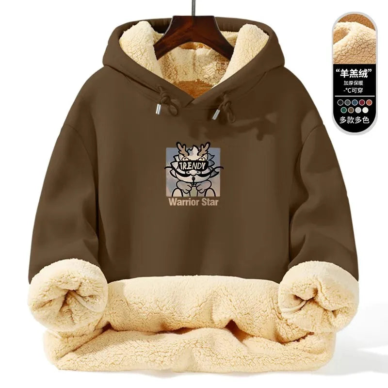 Warm Lamb Fur Hoodie - Men's Thick Hooded Coat 5XL | Autumn Winter Sportswear - ZOOMNSTORE