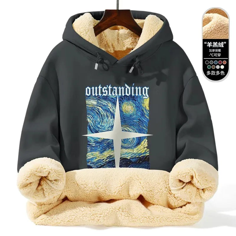 Warm Lamb Fur Hoodie - Men's Thick Hooded Coat 5XL | Autumn Winter Sportswear - ZOOMNSTORE