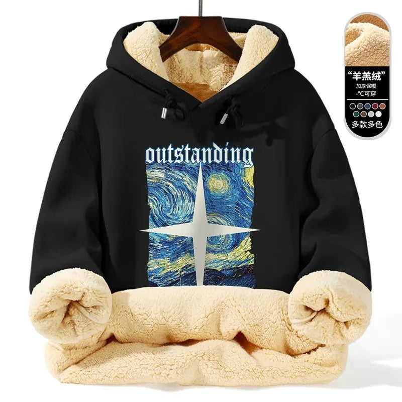 Warm Lamb Fur Hoodie - Men's Thick Hooded Coat 5XL | Autumn Winter Sportswear - ZOOMNSTORE