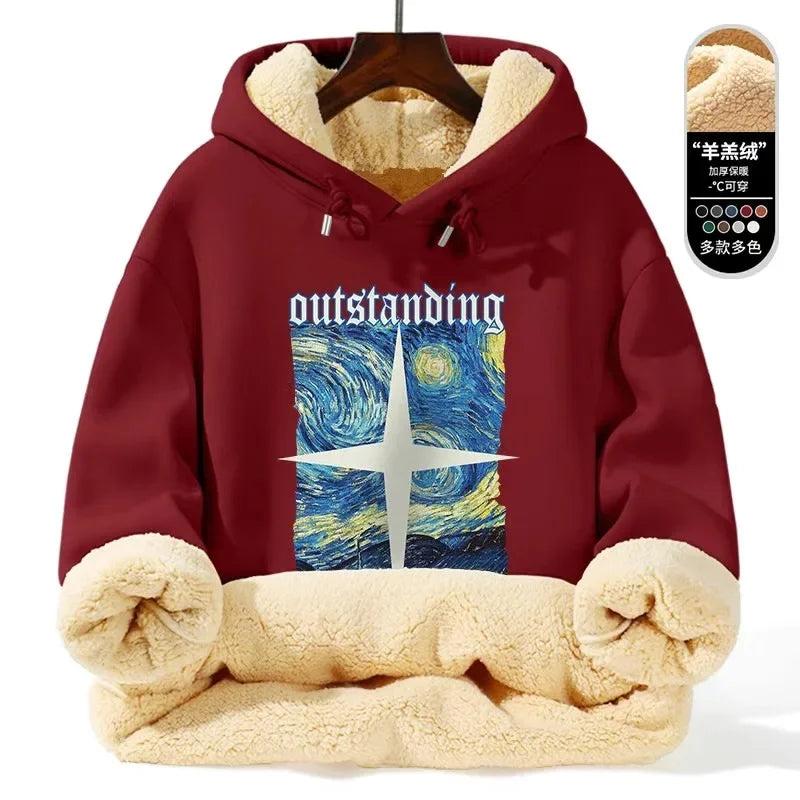 Warm Lamb Fur Hoodie - Men's Thick Hooded Coat 5XL | Autumn Winter Sportswear - ZOOMNSTORE