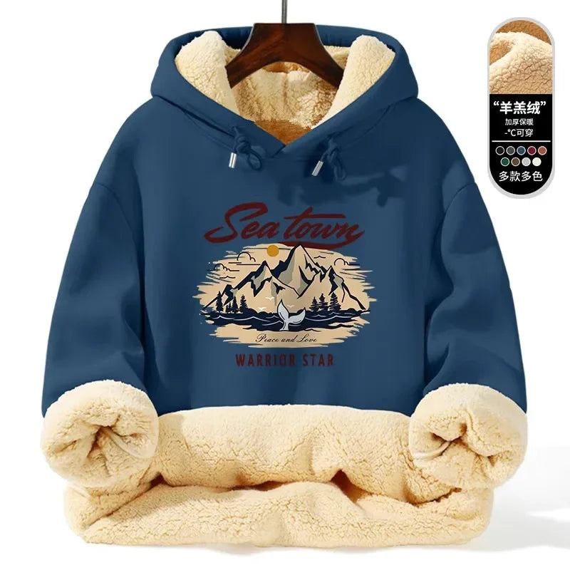 Warm Lamb Fur Hoodie - Men's Thick Hooded Coat 5XL | Autumn Winter Sportswear - ZOOMNSTORE