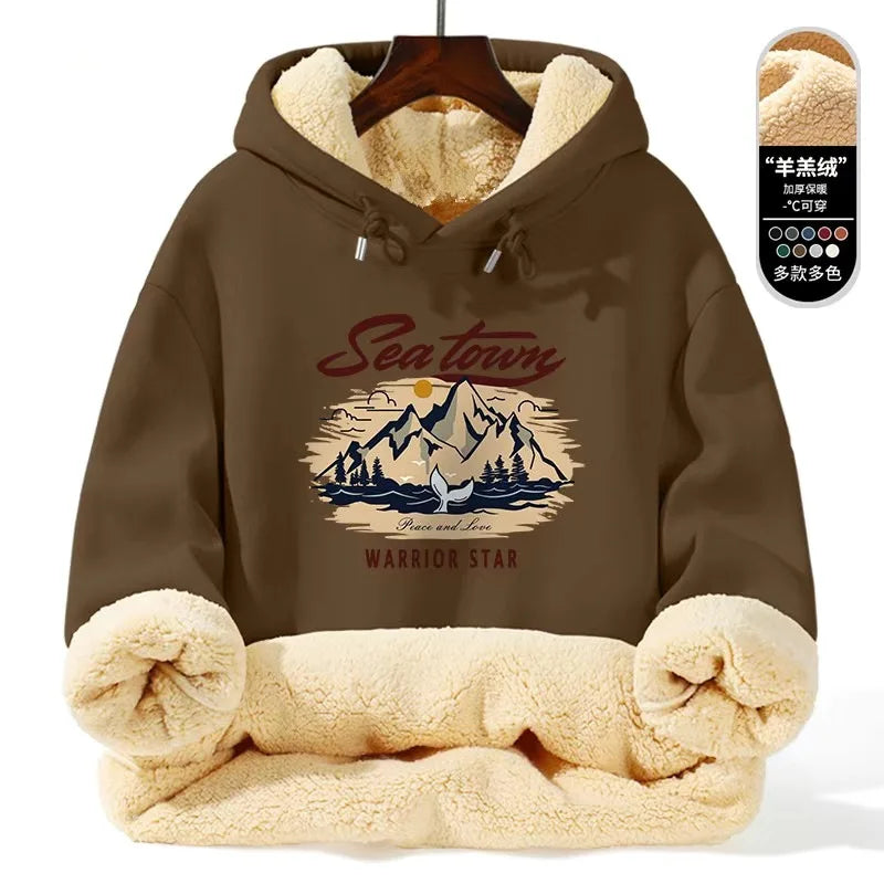 Warm Lamb Fur Hoodie - Men's Thick Hooded Coat 5XL | Autumn Winter Sportswear - ZOOMNSTORE