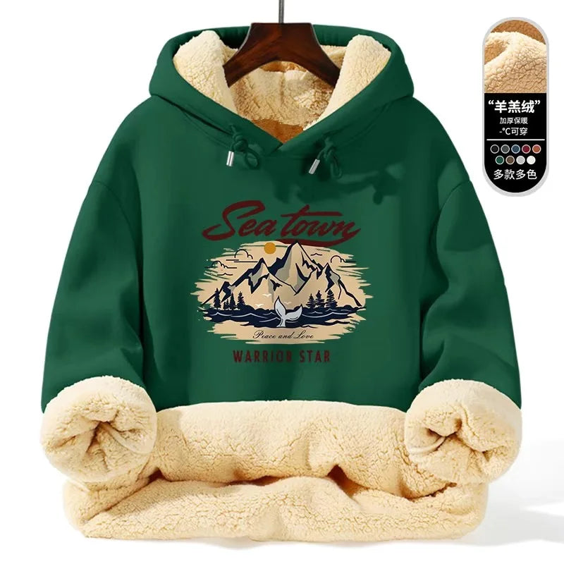 Warm Lamb Fur Hoodie - Men's Thick Hooded Coat 5XL | Autumn Winter Sportswear - ZOOMNSTORE