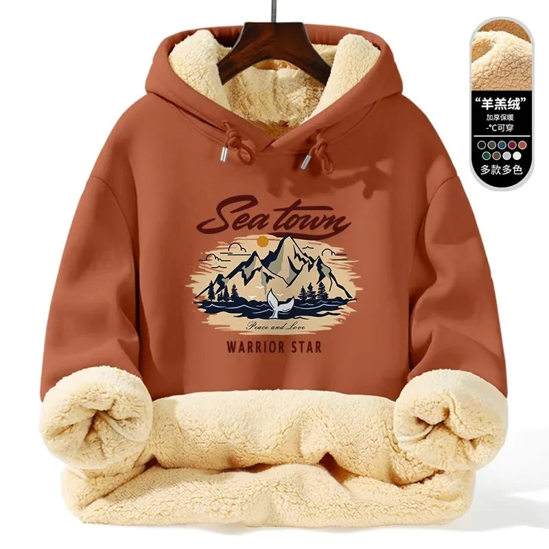 Warm Lamb Fur Hoodie - Men's Thick Hooded Coat 5XL | Autumn Winter Sportswear - ZOOMNSTORE