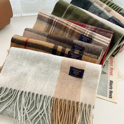 Plaid Cashmere Scarf - Warm Winter Shawl for Men and Women - ZOOMNSTORE