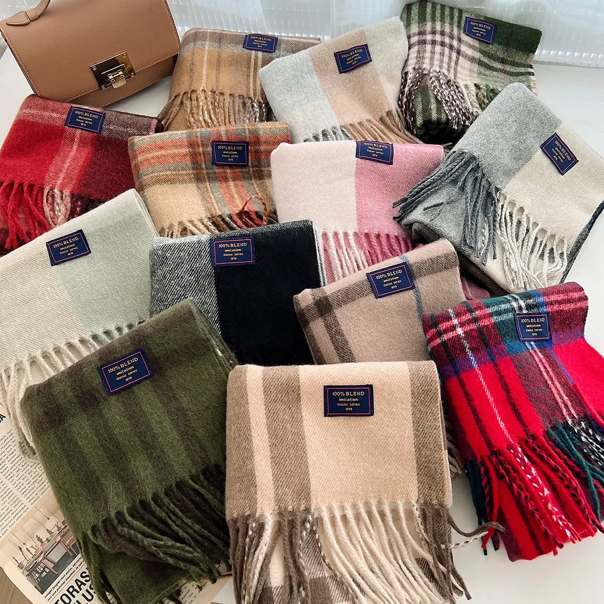 Plaid Cashmere Scarf - Warm Winter Shawl for Men and Women - ZOOMNSTORE