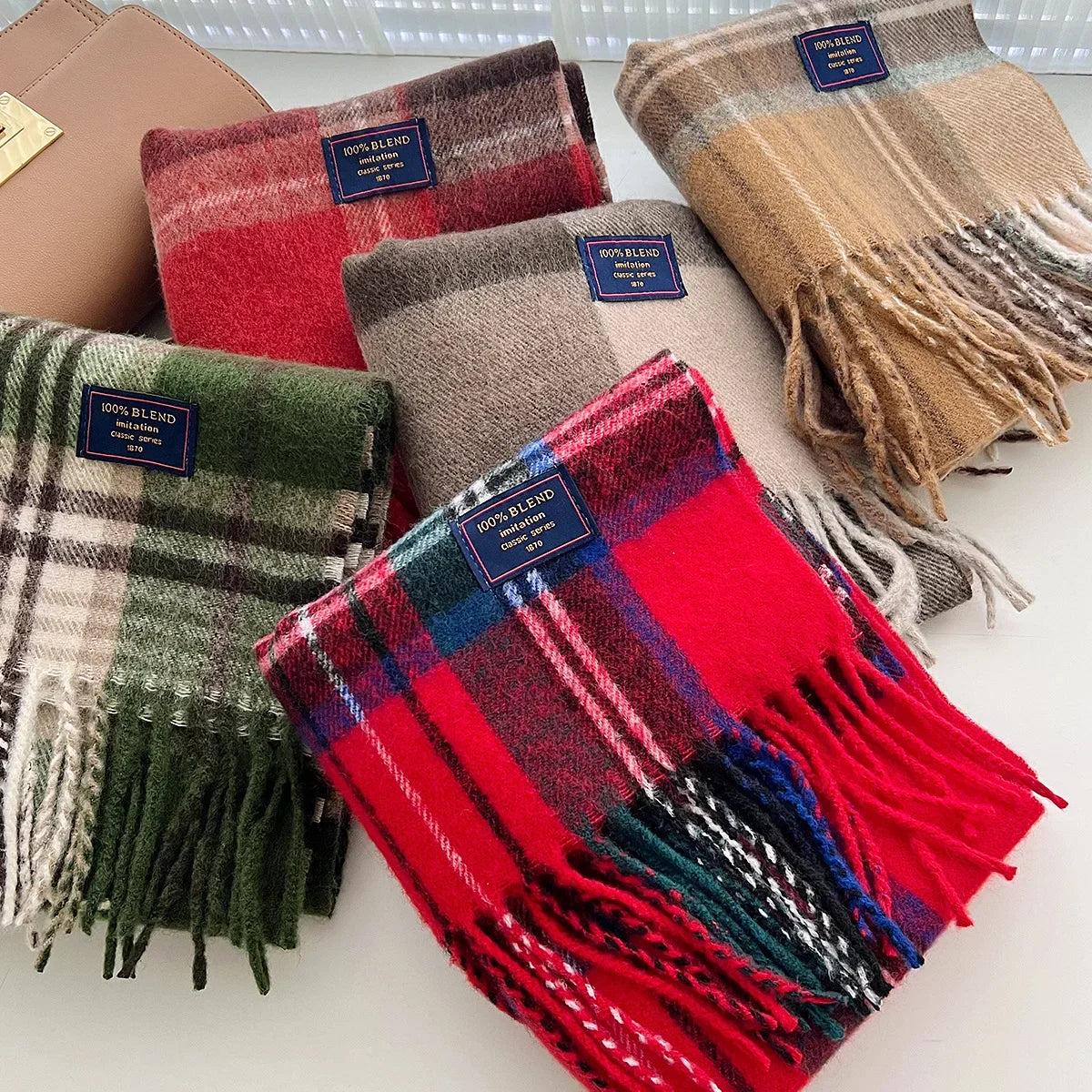 Plaid Cashmere Scarf - Warm Winter Shawl for Men and Women - ZOOMNSTORE
