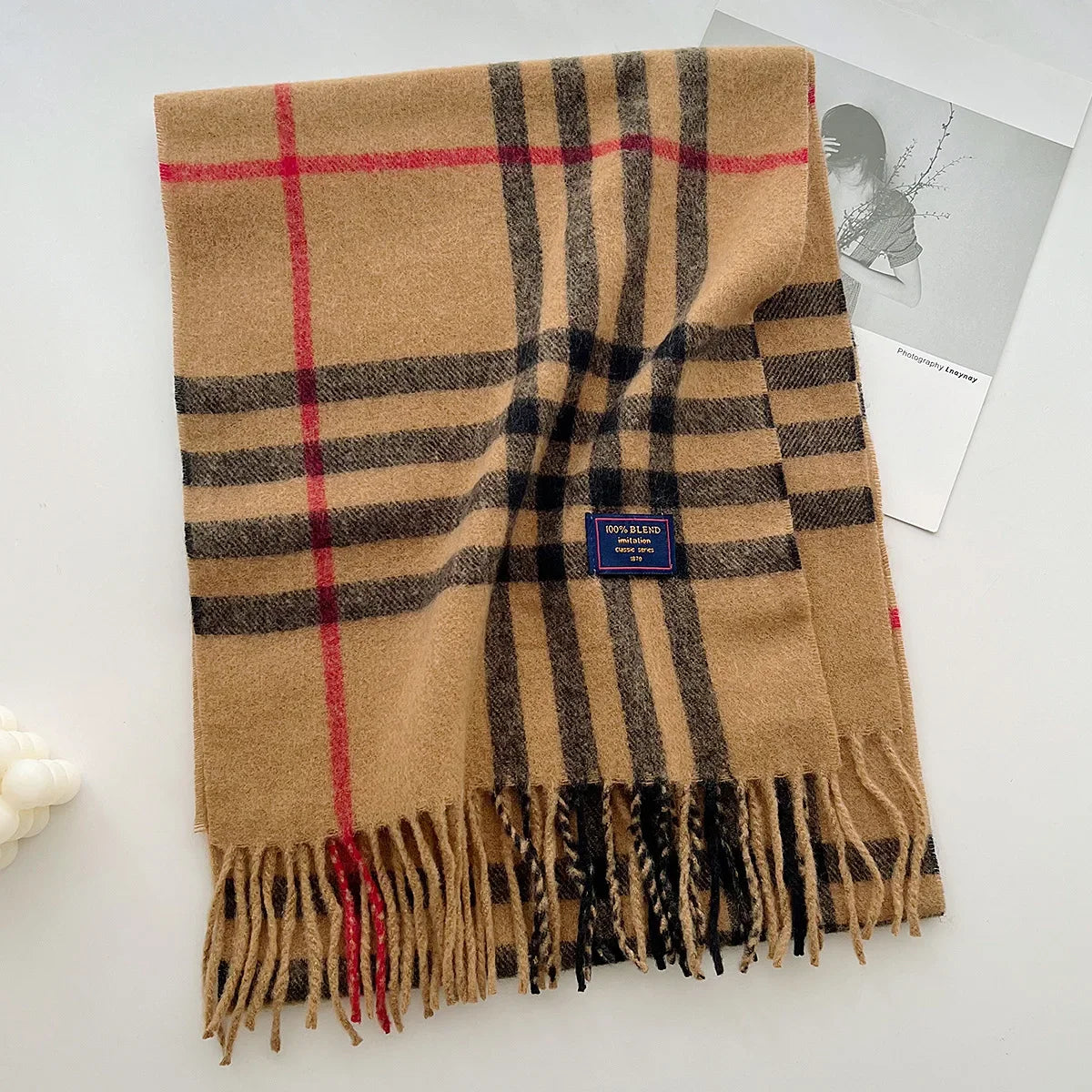Plaid Cashmere Scarf - Warm Winter Shawl for Men and Women - ZOOMNSTORE