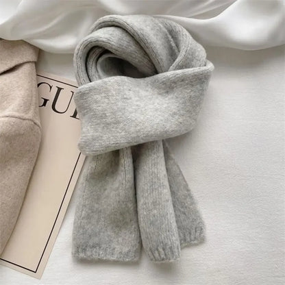 Warm Thick Knitting Scarf for Women - Solid Color Thermal Neck Wrap - ZOOMNSTORE